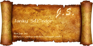 Janky Sándor névjegykártya